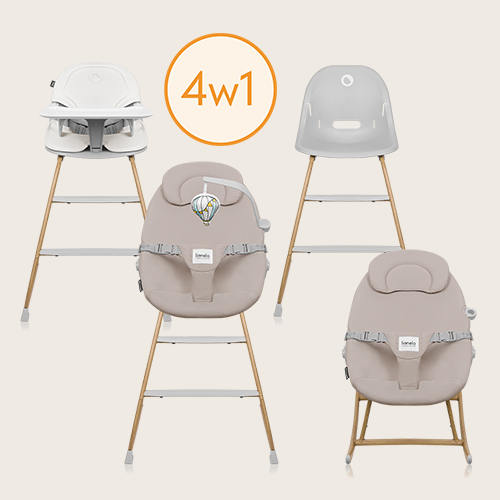 Lionelo Dalia Set Grey Stone Natural — Hochstuhl und Babywippe